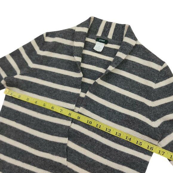 J Crew Sweater Womens XS Gray Stripes Knitted Baby Alpaca Shawl Collar Preppy - Picture 10 of 11